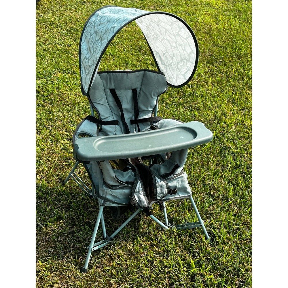 Baby Delight Go With Me Venture Portable High Chair Gray with Canopy Tray Green